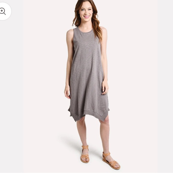 DYLAN COTTON SLUB HANKY HEM DRESS SIZE MEDIUM GREY - Picture 4 of 14